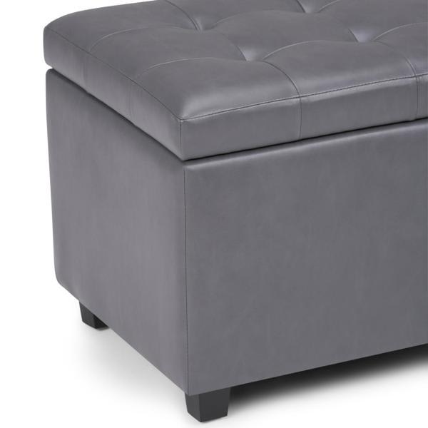 Luminar Cosmopolitan Storage Ottoman - Stone Gray Vegan Faux Leather - Tufted Top 
