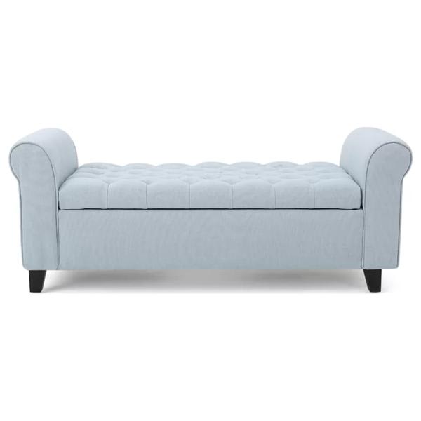 Ziegler Button-Tufted Storage Ottoman - Wheat Fabric 