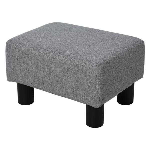Brentford 16" Ottoman Foot Rest - Gray Linen Fabric Upholstery - Plastic Legs 