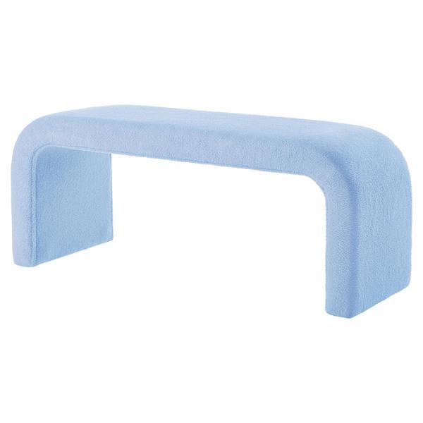 Florixa U-Shaped Ottoman Bench - Teddy Fabric - Light Blue 