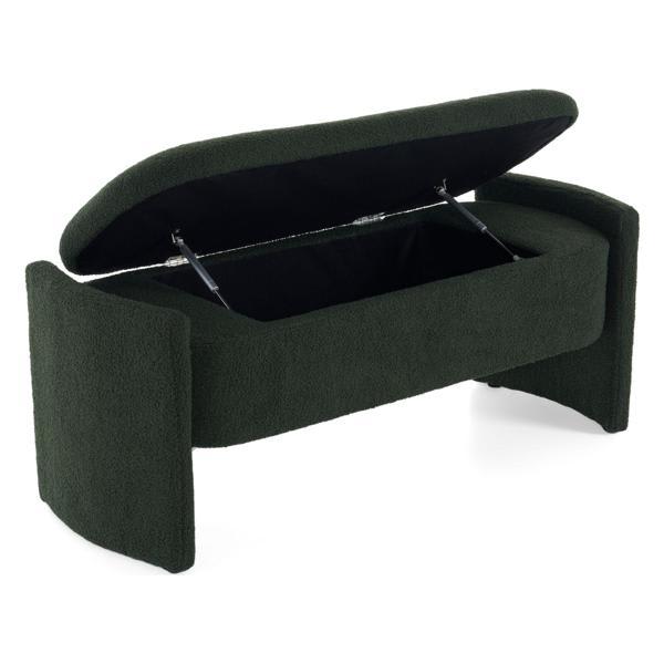 Thistlewaite Elegant Ottoman Bench - Dark Green - Storage 