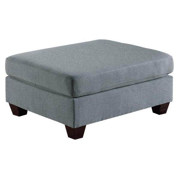 Kalanthor Kanepe 32" Ottoman - Grey Linen Like Fabric - Wood Legs 