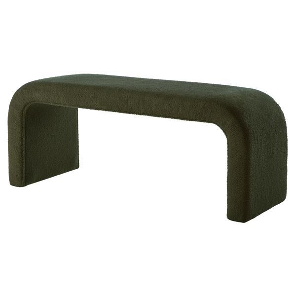 Florixa U-Shaped Ottoman Bench - Teddy Fabric - Dark Green 
