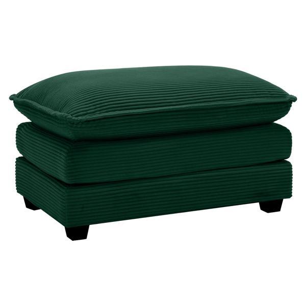 Zenitha 37"L Ottoman Footstool - Green Corduroy Fabric 