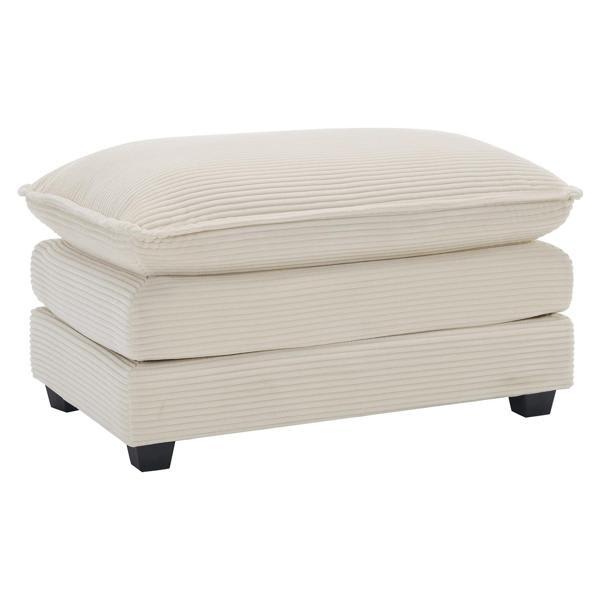 Zenitha 37" Ottoman Footstool - Beige Corduroy Fabric 