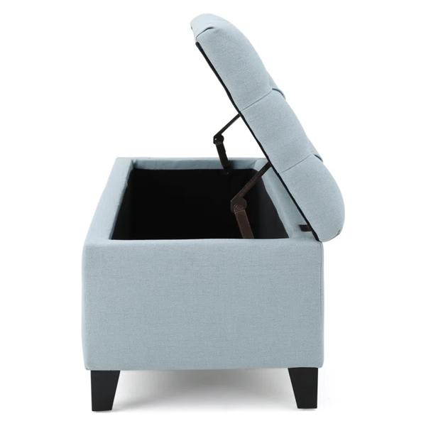 Penticton Glouster Storage Ottoman - Button Tufted - Blue Fabric 