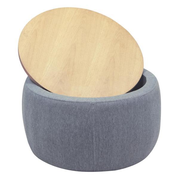 Warta 26" Ottoman - Round Storage - Dark Grey Linen 