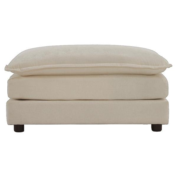 Zareen Chenille Fabric Ottoman Footrest - Beige 