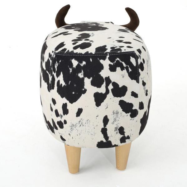 Wrennie Cow-Shaped Ottoman - White and Black Velvet 