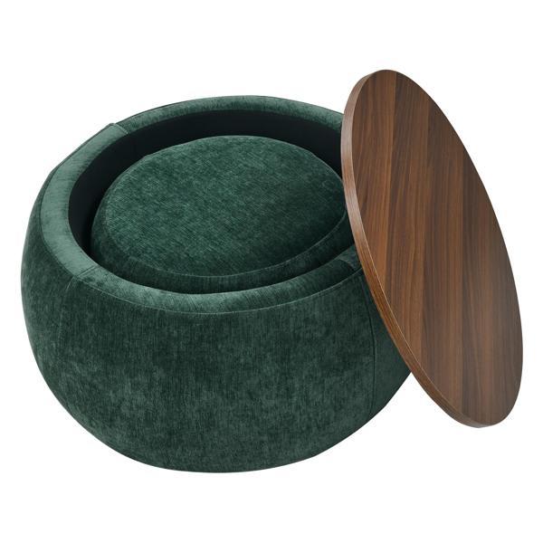 Gale Round Storage Ottoman - 25" x 25" x 15" - Green Fabric 