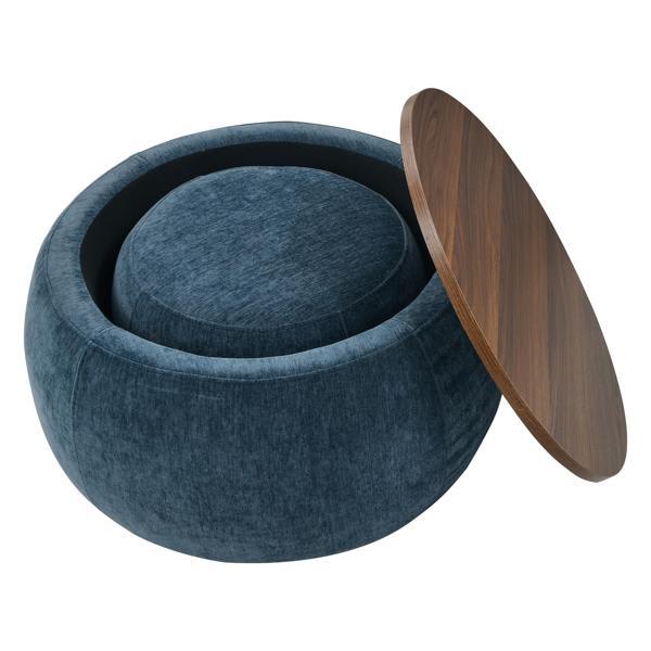 Gale Round Storage Ottoman - 25" x 25" x 14.7" - Dark Blue 