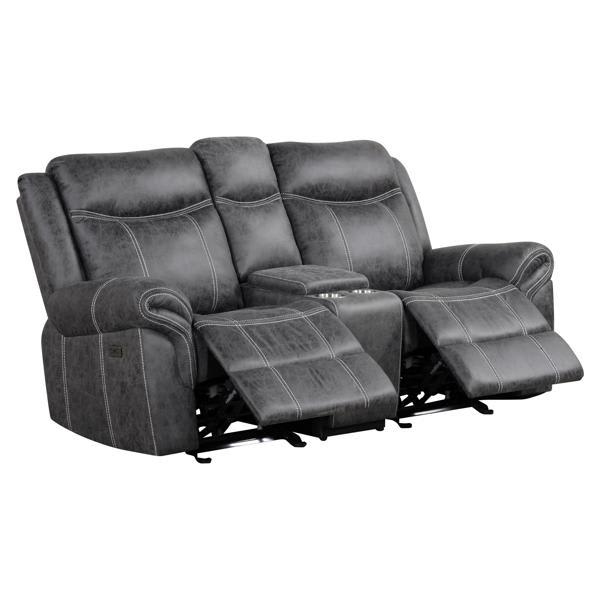 Rado Zubaida 39" Loveseat - Power Motion - Dark Gray Microfiber 