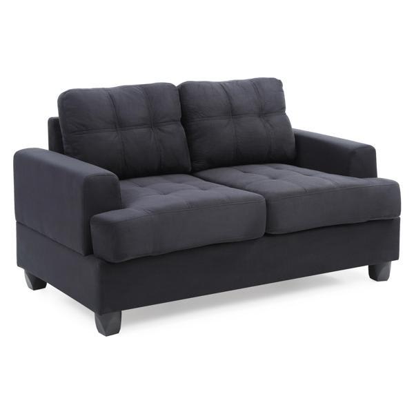 Zephyrine Cozy Transitional 58" Loveseat - Black Microfiber 