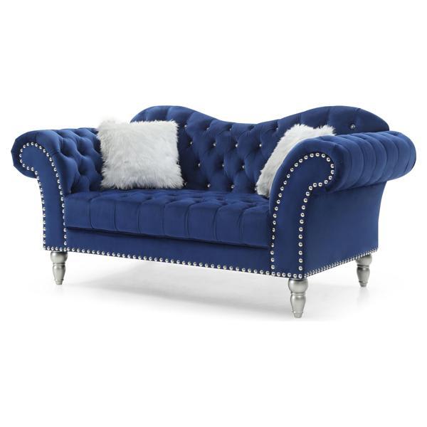 Vellenis 75" Loveseat - Blue Velvet 