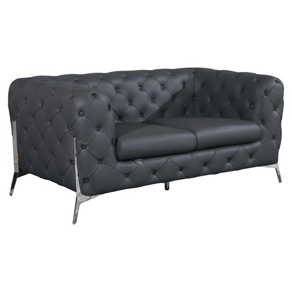 Vansen 69" Loveseat - Top Grain Italian Leather - Gray 