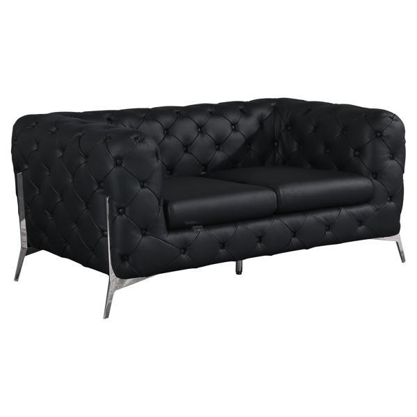 Kairosphere 69" Loveseat - Top Grain Italian Leather - Black 