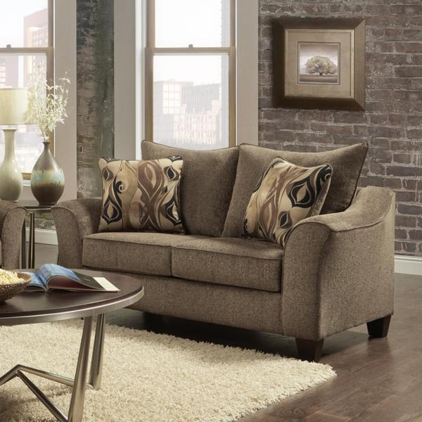 Fentara 68" Loveseat - Textured Brown Fabric Pillowback 