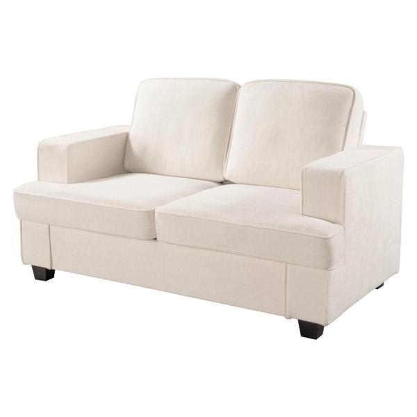 Aethor Modern 61" Loveseat - Comfortable Deep Seating - Velvet Ivory 