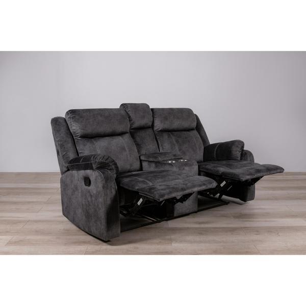Cylora Domino 70" Loveseat - Gray Fabric - With Pull Out Storage Drawer 