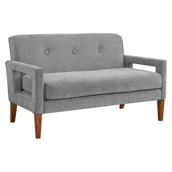 Clarior 55" Loveseat - Gray Chenille Upholstery - Solid Wood Legs 