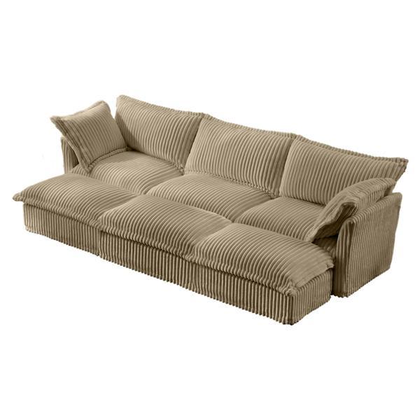 Zestful 70" Sofa - Slipcovered 3 Seater Sofa with 3 Ottomans - Corduroy Camel 