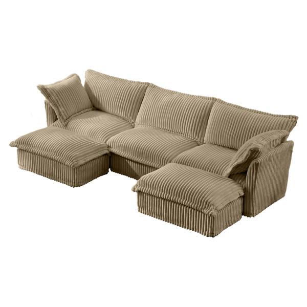 Edmonton 142" U Shape Sectional Sofa - Deep Seat - Camel Corduroy 