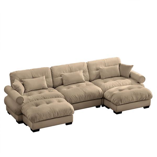 Umbrell U Shape Modular Sectional Sofa - With Two Ottomans - Camel Velvet 