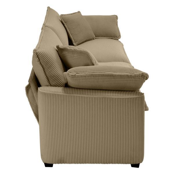 Flynter 3-Piece 77" Sectional Sofa - Tan Corduroy Deep Seat Sofa 