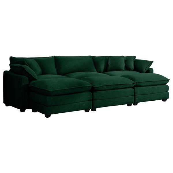 Ursa 72" Sofa - Oversized Modular Cushion - Green Corduroy 