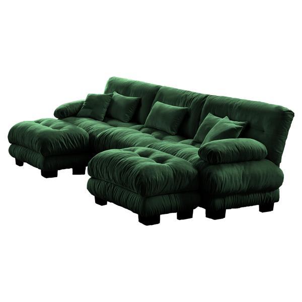 Thoren Luxury Modular Sectional Sofa - Oversized U Shaped Cloud Couch - Chenille Green 