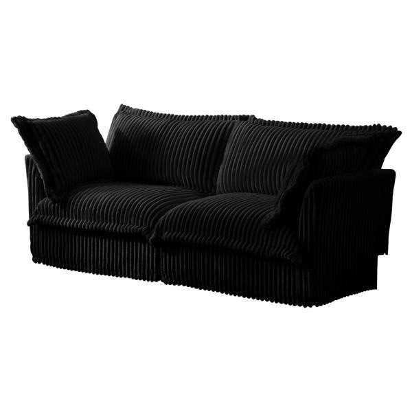 Urban Ins 78" Sofa - Luxurious and Comfortable - Black Corduroy 