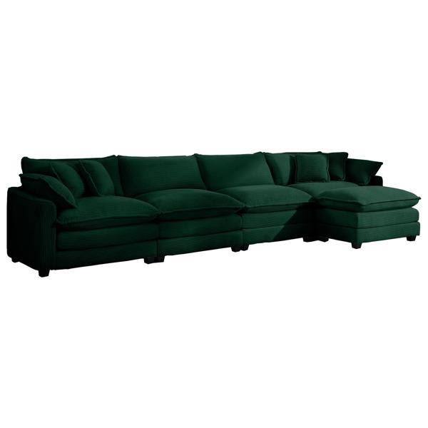 Yarinos Corduroy 77" Sofa - Modern Upholstered 4 Seater - Green 