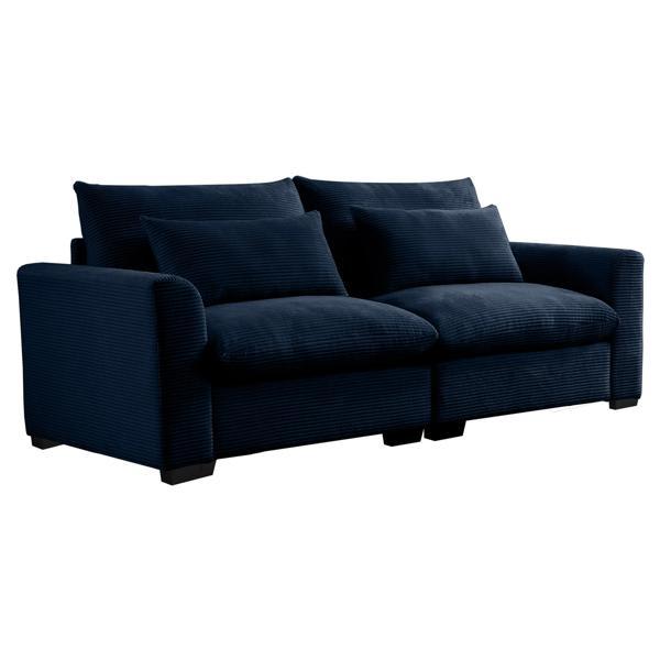 Yale Modern 79" Sofa - Corduroy Fabric - Blue 