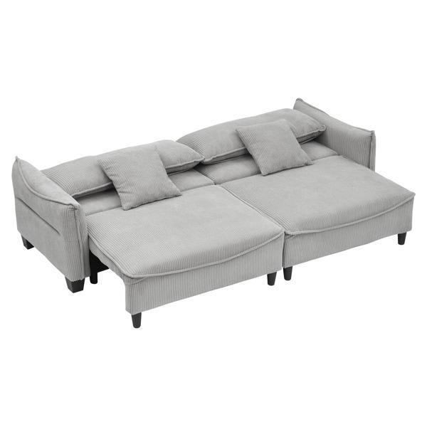 Yserion Sofa with Throw Pillows - Gray Corduroy 