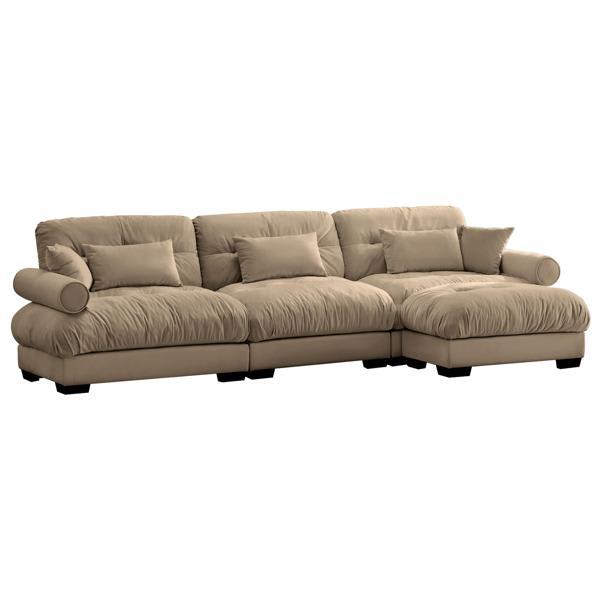 Echelon Super-Comfort Oversized Modular Velvet Sectional Sofa - Deep Seat Cloud Couch - Camel 