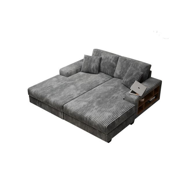 Dawnrise Convertible 79" Sofa - Corduroy Fabric - Dark Gray 