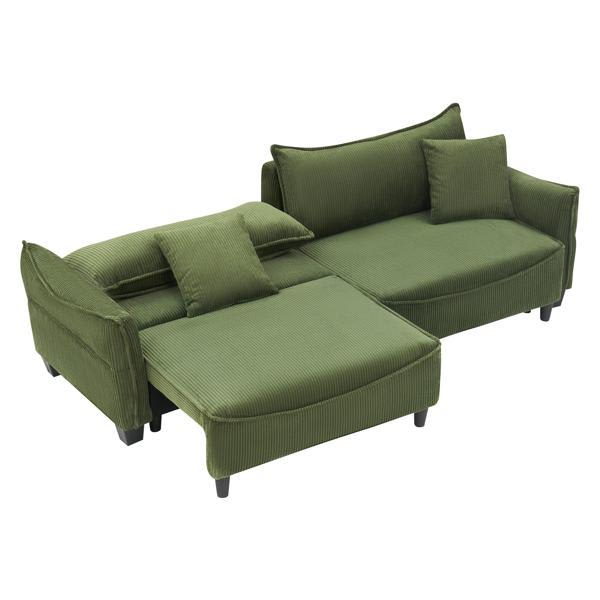 Yserion 32" Sofa - Green Corduroy Fabric - Transformable into Sofa Bed 