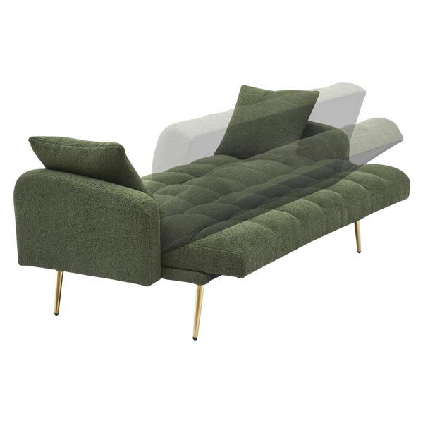 Finn 69" Sofa Bed - Green Teddy Fabric - Adjustable 