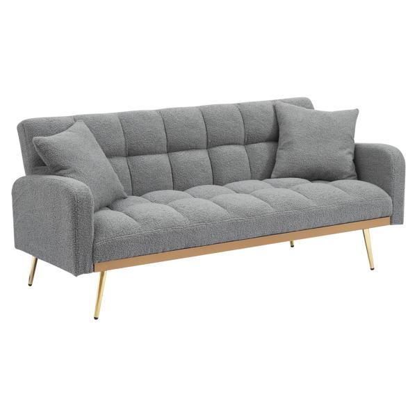 Finn 69" Sofa Bed - Adjustable - Gray Teddy Fabric 