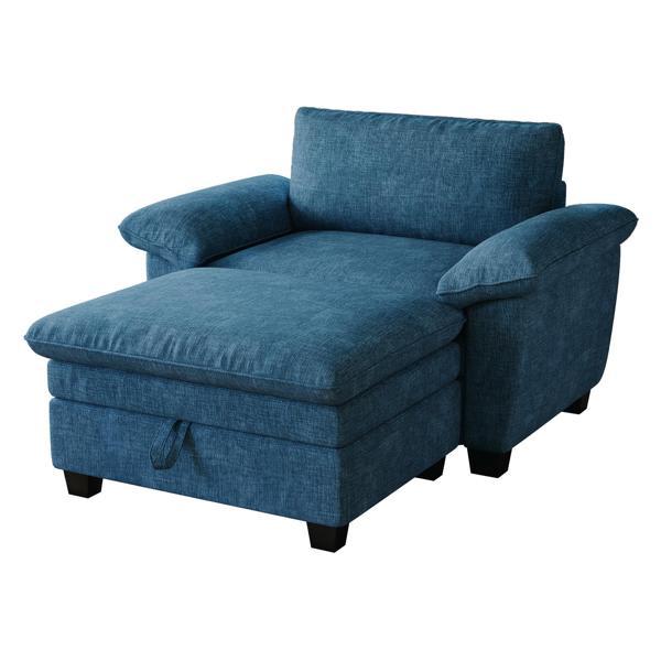 Larchmont 51" Chaise Lounge Chair with Ottoman - Chenille Blue 