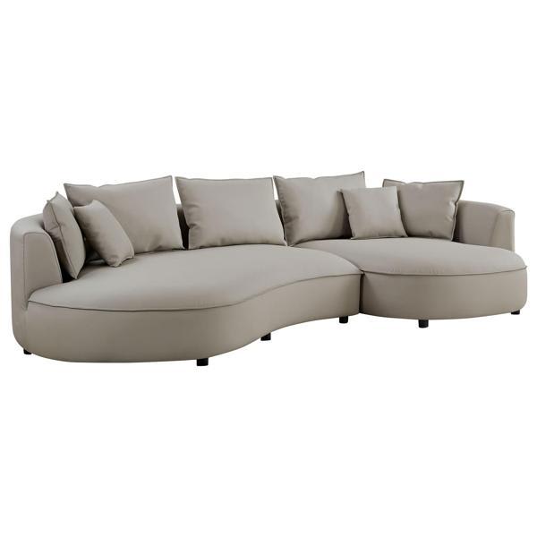 Willowbrook Modern 129" Sectional Sofa - Eco-Leather - Light Grey 