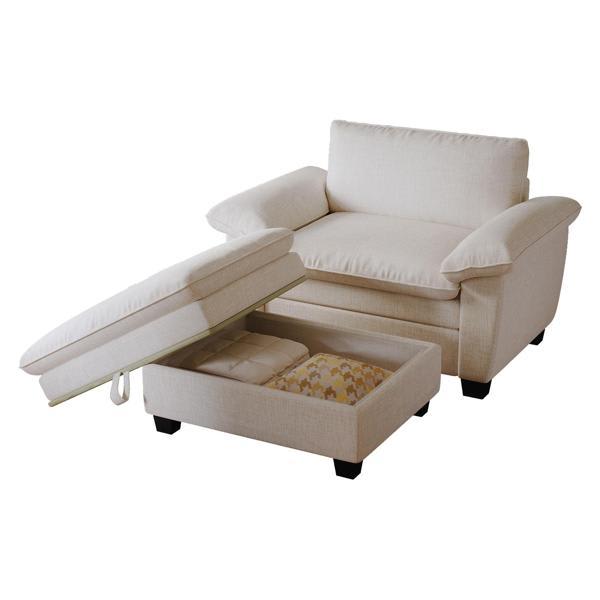 Larchmont 51" Chaise Lounge Chair with Ottoman - Chenille Beige 