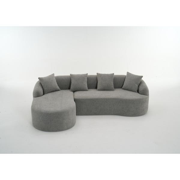 Evora LY-022 98" Sectional Sofa with Curved Chaise - Light Gray Chenille 