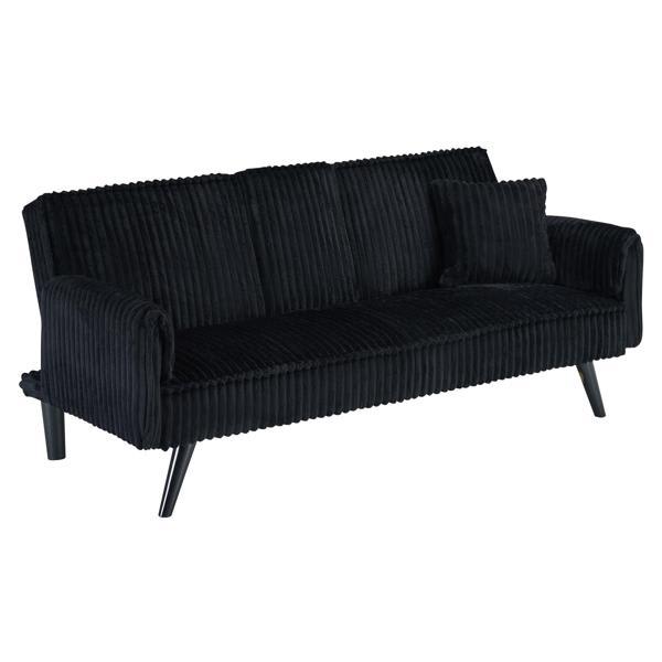 Meldora Shape-Shifting 72" Sofa - Multifunctional Comfort Cube - Black Corduroy 