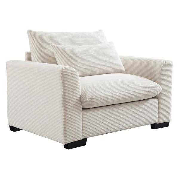 Floranza 0" Sofa - Beige Corduroy Deep Seat Accent Chair 