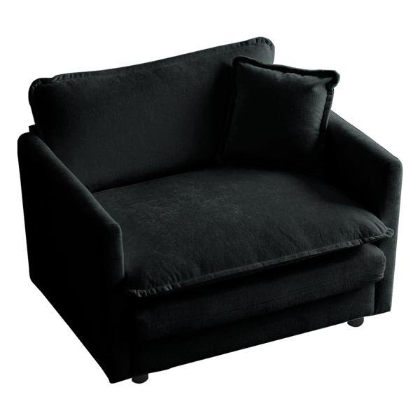 Gallica Comfy Deep Single Seat Sofa - Black Chenille Fabric 