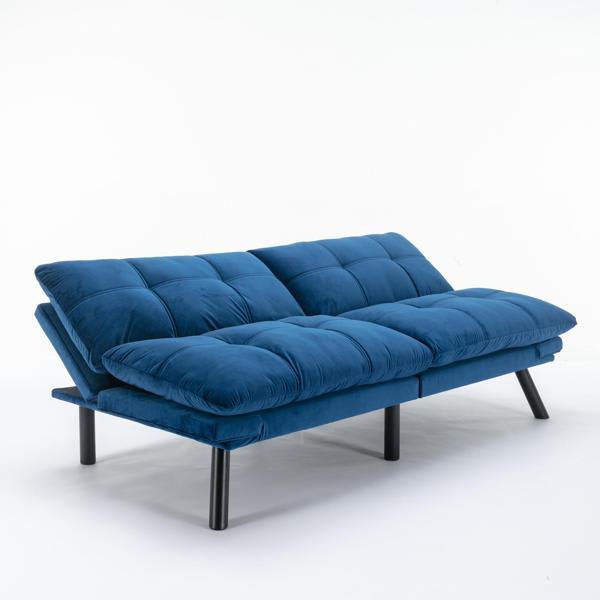 Omina Modern Sofa Bed - Navy Blue Upholstered - Convertible Folding 
