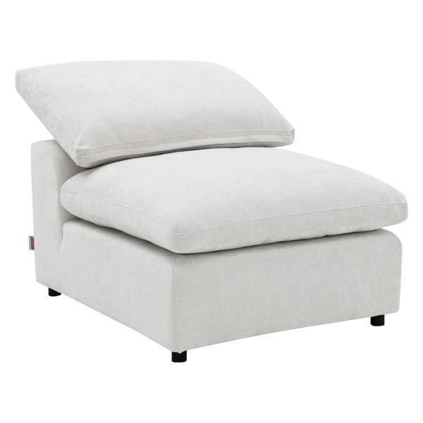 Kallumia Naveen 82" Sectional Sofa with Ottoman - 6 Pieces - Ivory Linen 