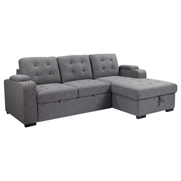 Aventra 96" Sectional Sofa - Sleeper with Storage Chaise 
