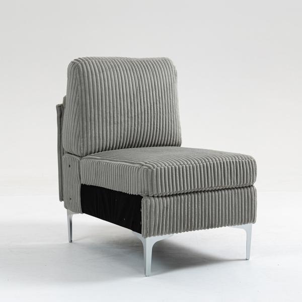 Falkara Elegant Home Modular Armless Accent Chair - Gray Corduroy 